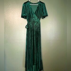 Velvet wrap tied dress-high low hem - size XL